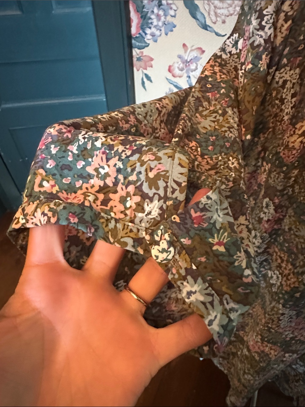 J. Jill Floral Midi Dress with Pink & White Blossoms - Picture 3 of 8